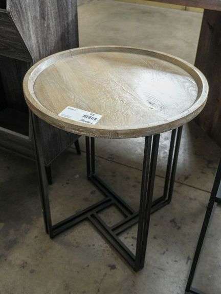 Round Wood Top Side Table, 21”