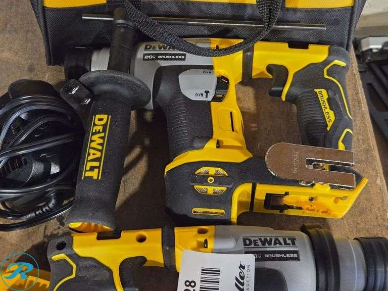 (2) Dewalt DCH172 Rotary Hammers, 20V Max, Brushless, With Battery, Charger, And Bag - Roller Auctions