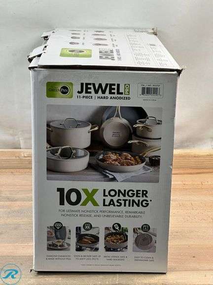The Original Green Pan: Jewel Pro, 11-Piece Hard Anodized Cookware Set, Taupe-  New/ Open Box - Roller Auctions