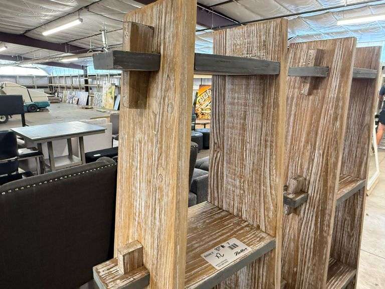 (2) Rustic Wood Ladder-Style Display Shelves, 87in H - Roller Auctions