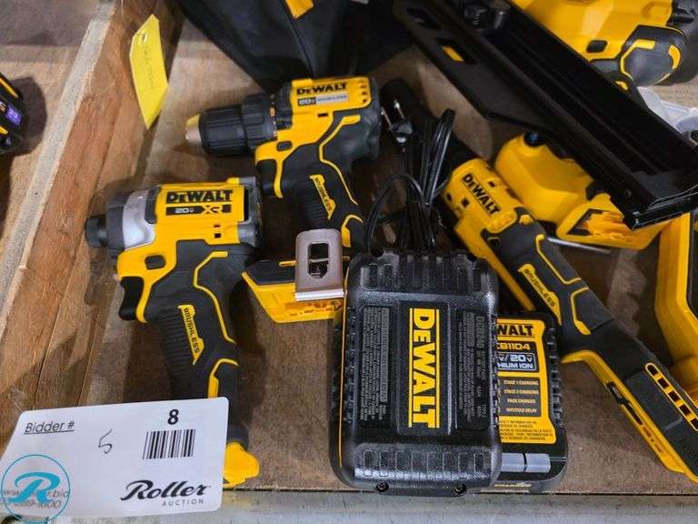 (5) Dewalt 20V Cordless Power Tools with Charger and (1) Battery - Roller Auctions