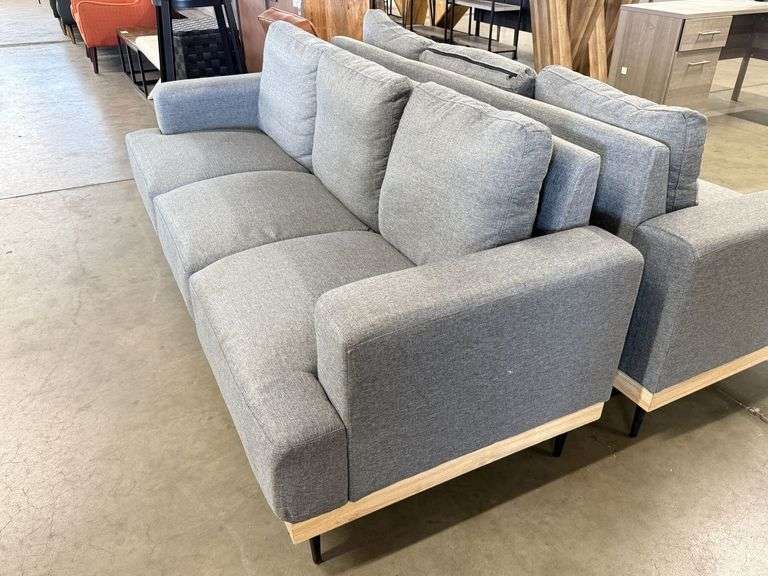 (2) Modern Gray Fabric Sofas, 78in - Roller Auctions