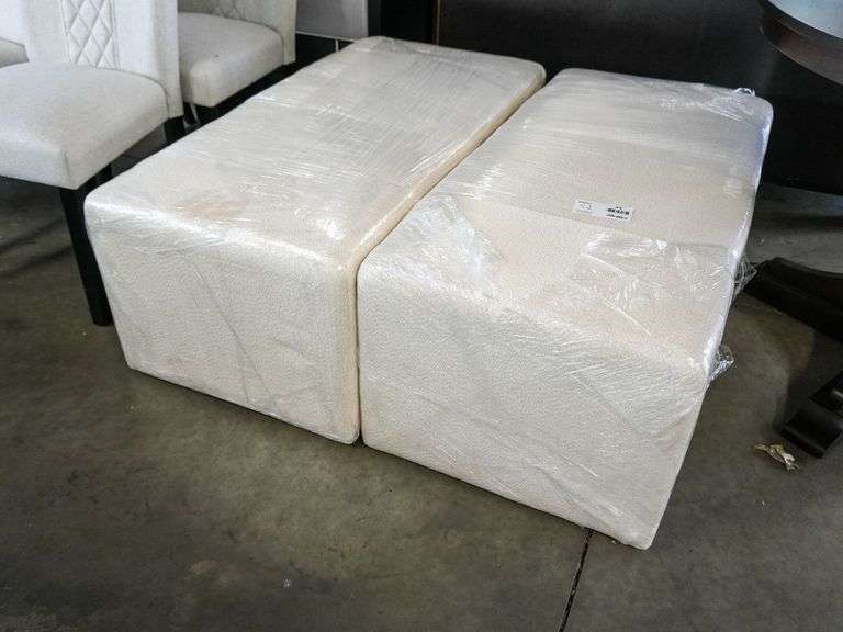 (2) Upholstered Rectangular Ottomans, 46” x 22”