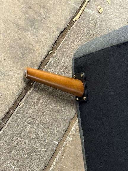 (2) Gray Upholstered Armchairs, Tapered Wood Legs, Mid-Century Modern Style - Roller Auctions