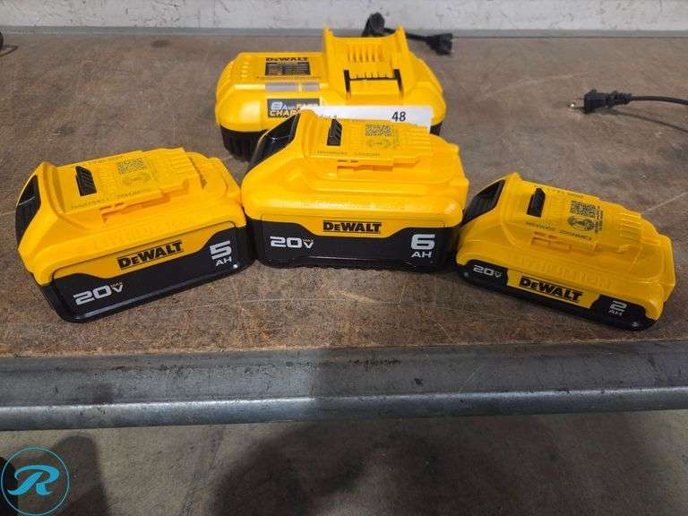DeWalt DCB118 20V Lithium Ion Charger With 5Ah, 6Ah, and 2Ah Batteries