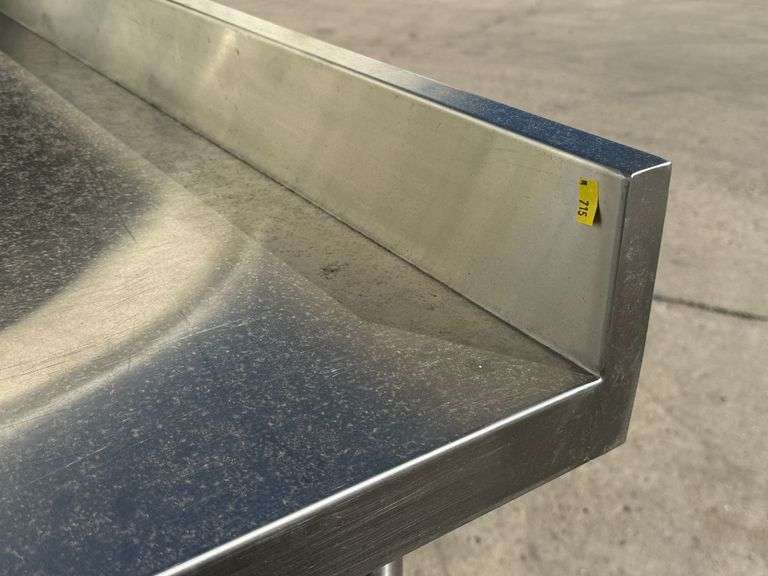 Stainless Steel Work Table With Backsplash, Undershelf, 72" x 30" - Roller Auctions