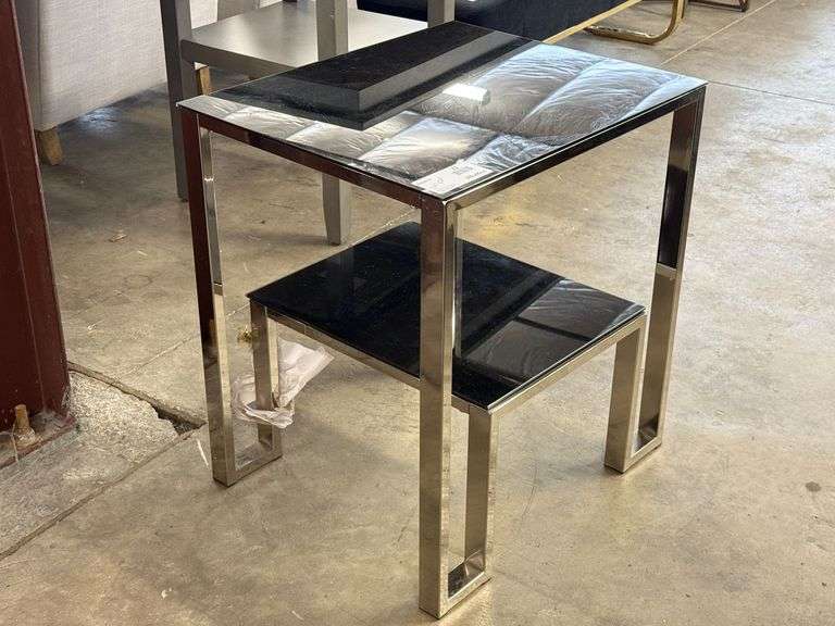 Glass and Metal Side Table, 24" x 20"