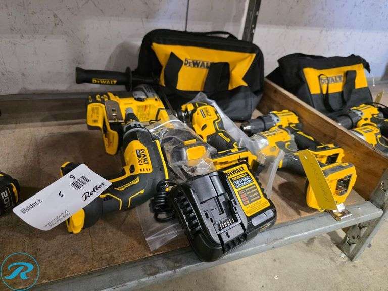 (5) Dewalt 20V Cordless Power Tools with Charger and (1) Battery