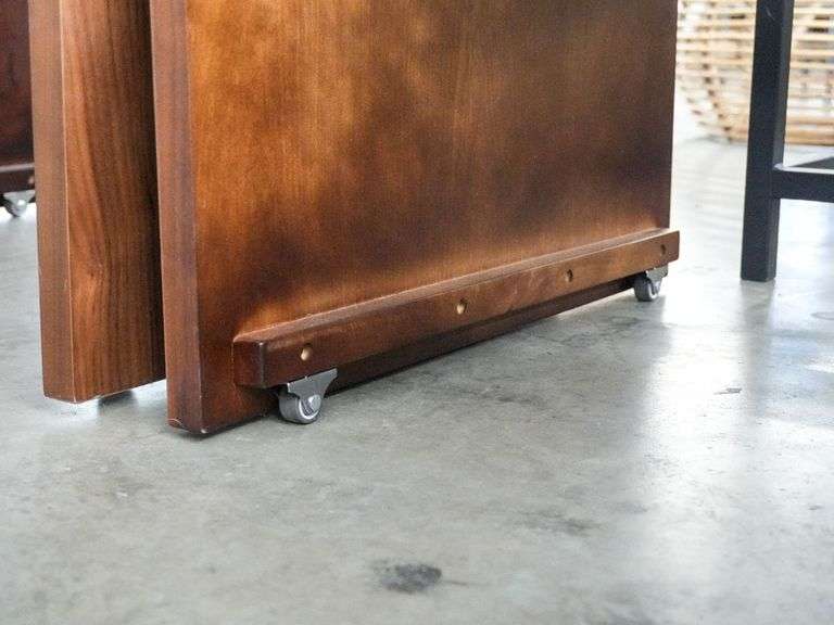 (2) Wood Veneer Rectangular Tables on Casters, 22” x 27” - Roller Auctions