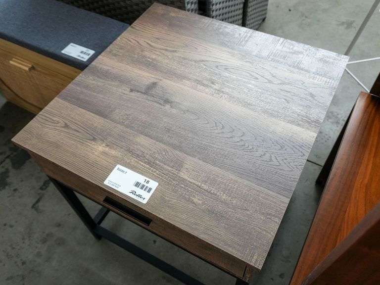 Wood and Metal Square Side Table with Drawer, 24” x 24” - Roller Auctions