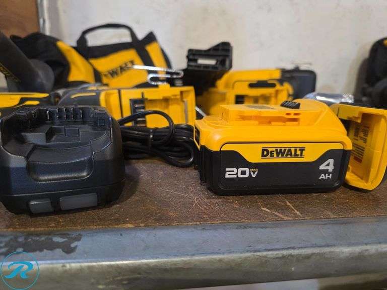 (4) Dewalt 20V Cordless Power Tools with Charger and (1) Battery - Roller Auctions