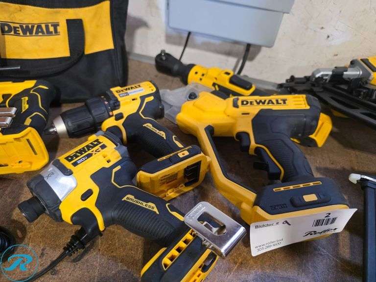 (9) Dewalt 20V Cordless Power Tools with Charger and (2) Batteries - Roller Auctions