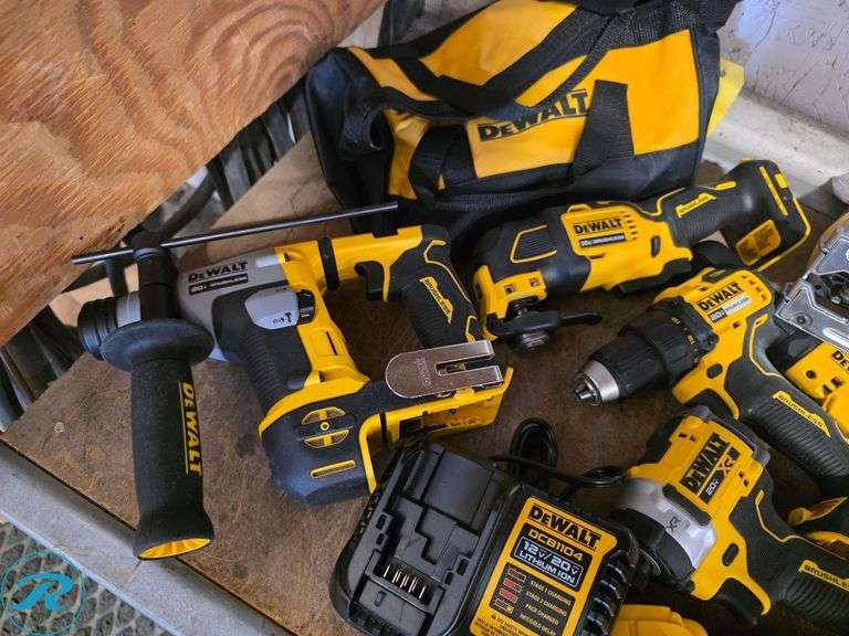 (9) Dewalt 20V Cordless Power Tools with Charger and (2) Batteries - Roller Auctions