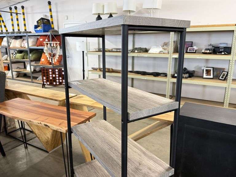Metal Frame Wood Shelf Bookcase, 32in x 13.5in - Roller Auctions