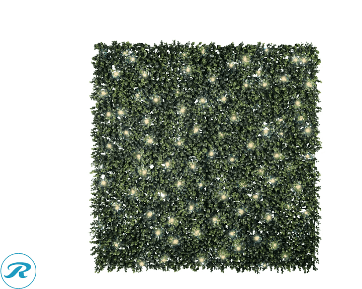 Golden Select: Boxwood Artificial Hedge Panel with Lights- New