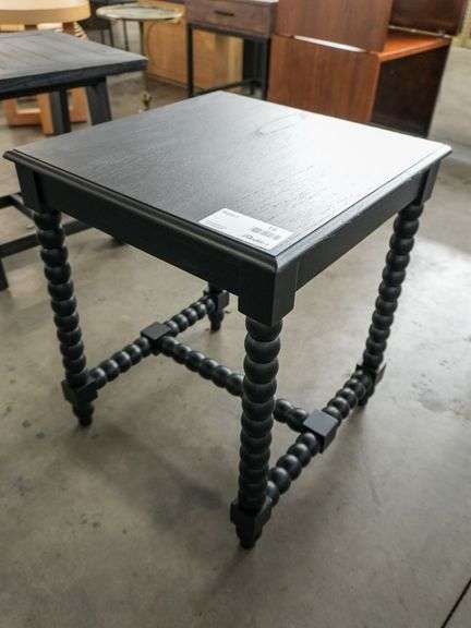 Wood Accent Table With Turned Legs, 20” x 20”