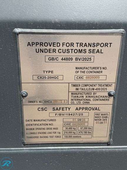New 2026 20' Steel Storage Container, 8'6" High, 8' Wide, Forklift Pockets - Roller Auctions