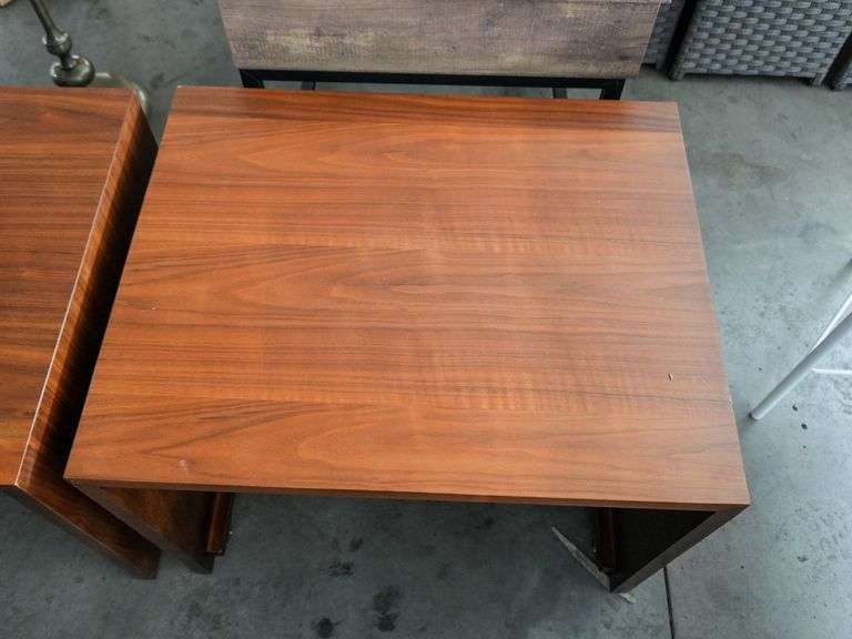 (2) Wood Veneer Rectangular Tables on Casters, 22” x 27” - Roller Auctions