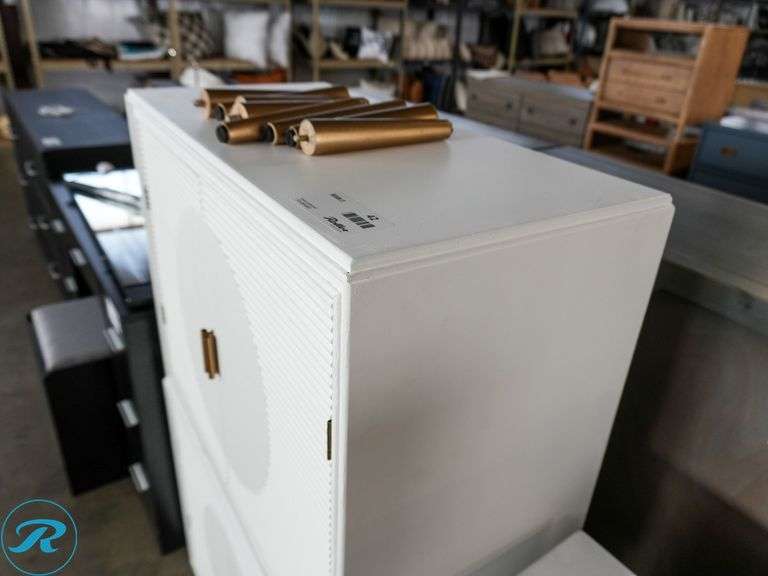 (2) White Cabinets With Textured Doors, 32” x 15” - Roller Auctions