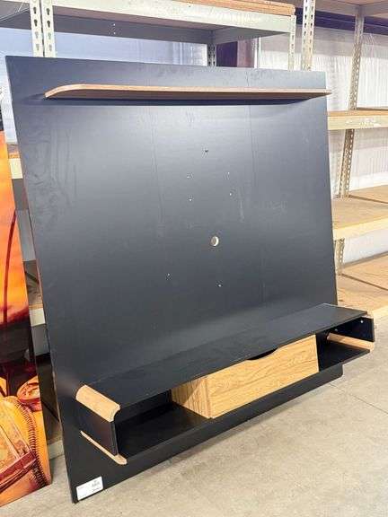 Wall-Mounted Entertainment Center With Shelf, Drawer, And Open Storage, 63in x 63in - Roller Auctions