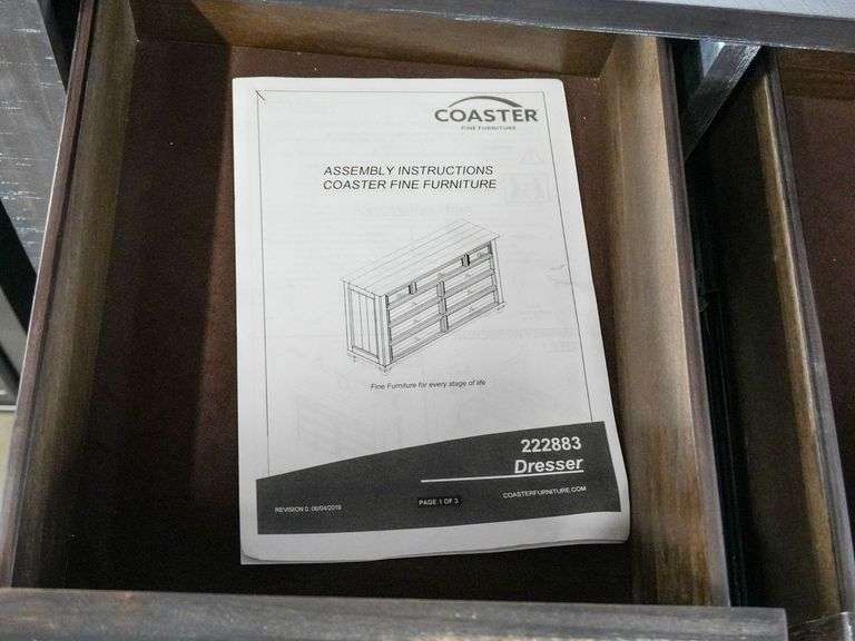 Coaster 222883 9-Drawer Dresser, Dark Finish, 64” x 19” - Roller Auctions