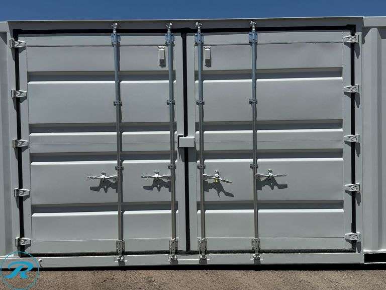 New 40' Steel Storage Container, High Cube, 9'6" High, 8' Wide, (2) Double Door Side Openings - Roller Auctions