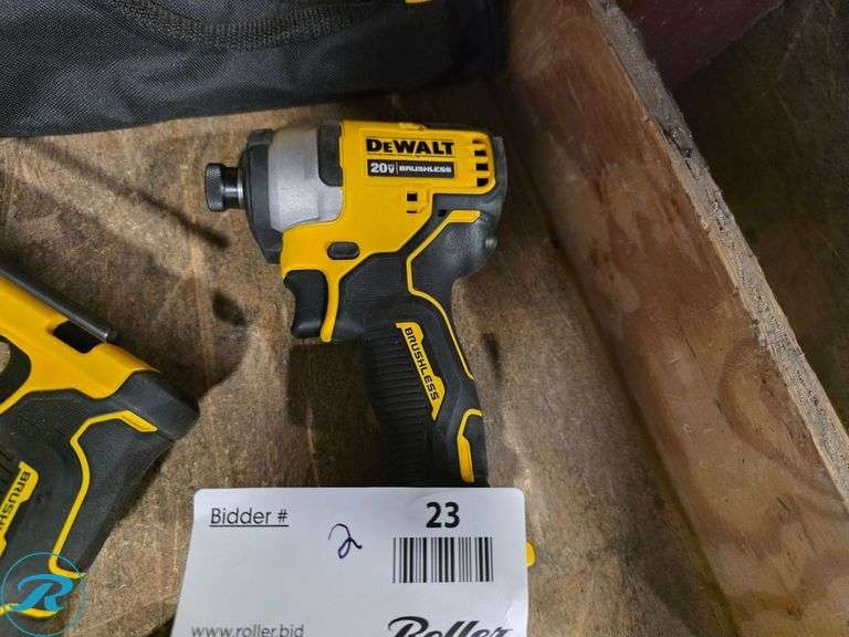 DeWalt DCF809 20V Cordless Impact Driver, DCH172 20V Rotary Hammer, Battery, Charger, Bag - Roller Auctions