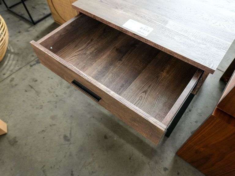 Wood and Metal Square Side Table with Drawer, 24” x 24” - Roller Auctions