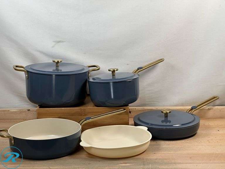 Our Place: 8-PC Essential Ceramic Nonstick Cookware Set, Blue- Used