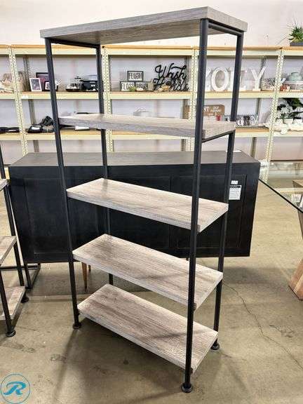 Metal Frame Wood Shelf Bookcase, 32in x 13.5in