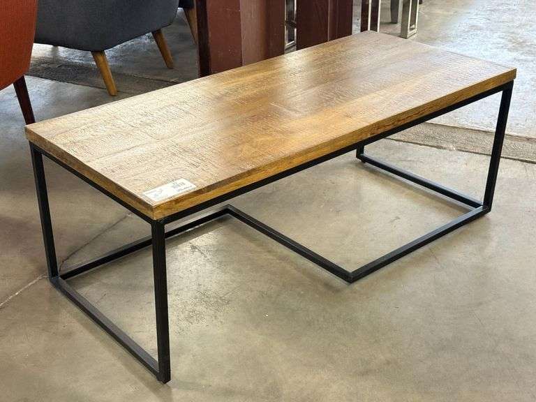 Wood and Metal Coffee Table, 48" x 22"