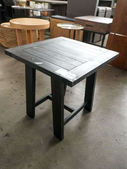 Wood Square Side Table, Distressed Finish, 22” x 23”