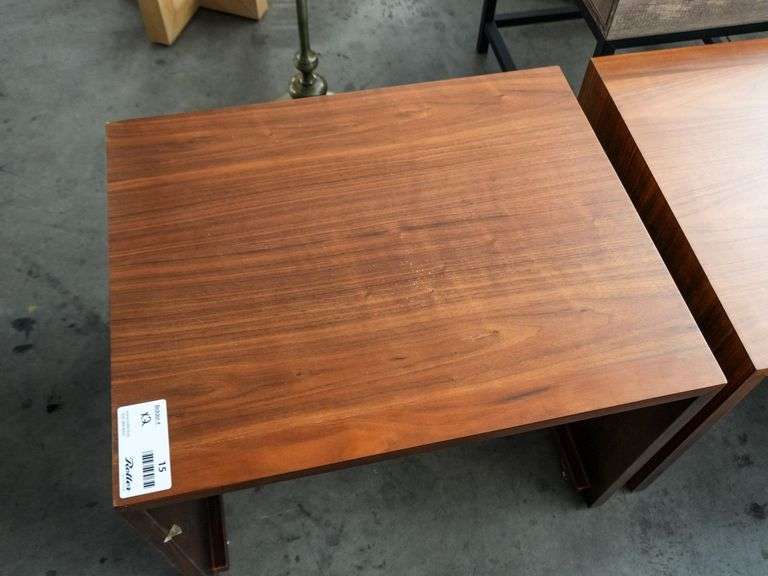 (2) Wood Veneer Rectangular Tables on Casters, 22” x 27” - Roller Auctions