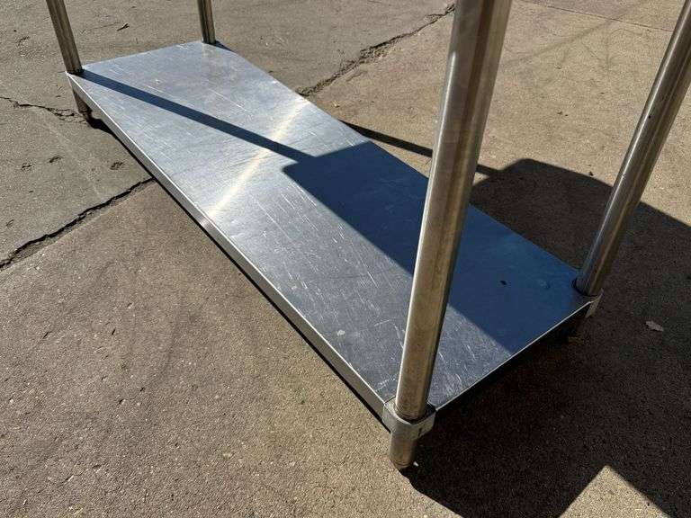 Stainless Steel Work Table With Backsplash, Undershelf, 60" x 24" - Roller Auctions