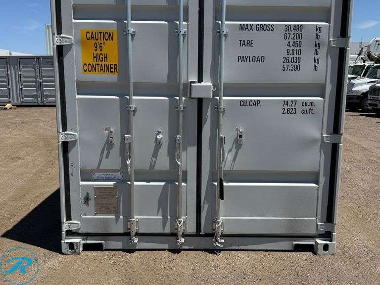 New 40' Steel Storage Container, High Cube, 9'6" High, 8' Wide, (2) Double Door Side Openings - Roller Auctions