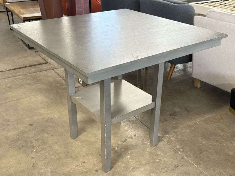 Metal Table With Lower Shelf, 40" x 40"