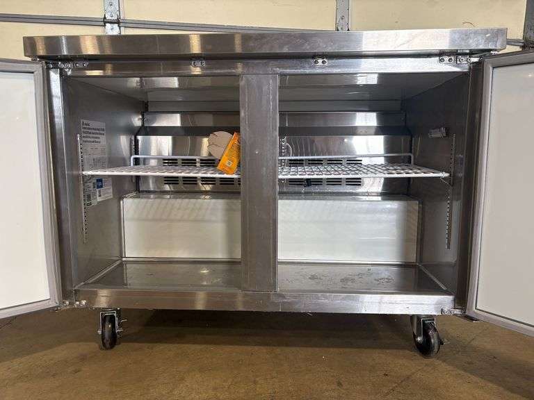 Avantco 178AU48RHC Two-Door Undercounter Refrigerator with Casters - Roller Auctions