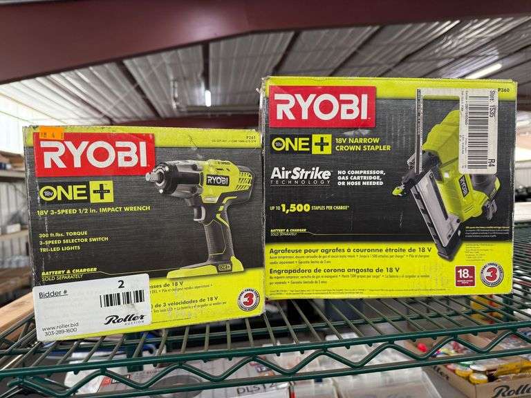 Ryobi ONE+ 18V 3-Speed 1/2" Impact Wrench P261 and 18V Narrow Crown Stapler P360