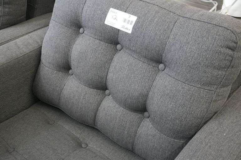 (2) Fabric Armchairs, Tufted Back and Seat, Wood Legs - Roller Auctions