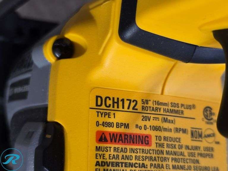DeWalt DCF809 20V Cordless Impact Driver, DCH172 20V Rotary Hammer, Battery, Charger, Bag - Roller Auctions
