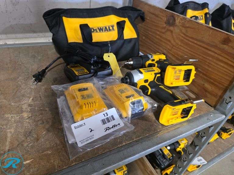 Dewalt DCF809 Impact Driver and DCD794 Drill Driver Cordless Tool Set, 20V, (2) Batteries and Bag