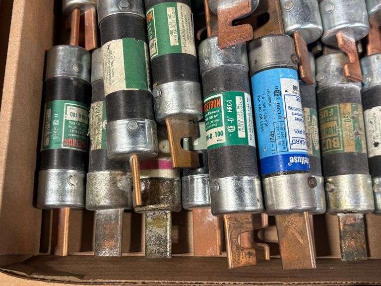 Tray of Assorted Fuses: Fusetron, Gould, Shawmut, and Ferraz - Roller Auctions