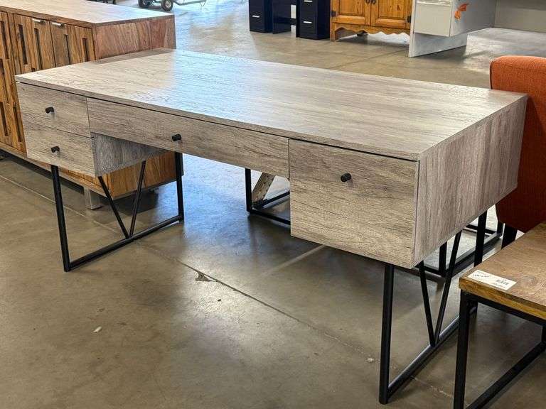 Modern Wood and Metal Desk, 63" x 28.75"