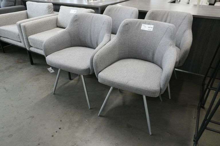 (4) Upholstered Armchairs With Metal Legs