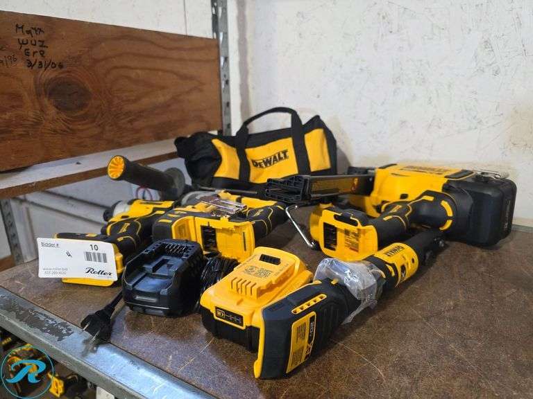 (4) Dewalt 20V Cordless Power Tools with Charger and (1) Battery