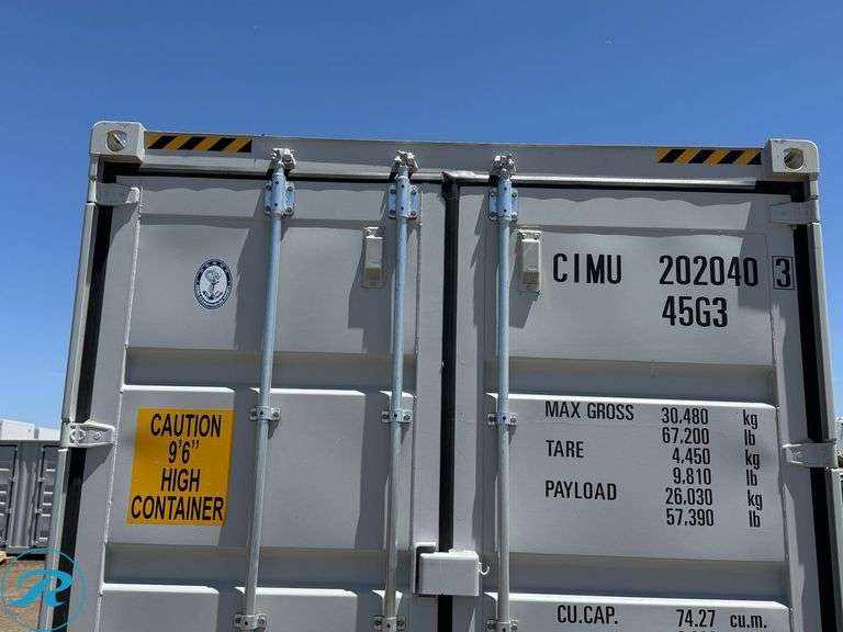 New 40' Steel Storage Container, High Cube, 9'6" High, 8' Wide, (2) Double Door Side Openings - Roller Auctions