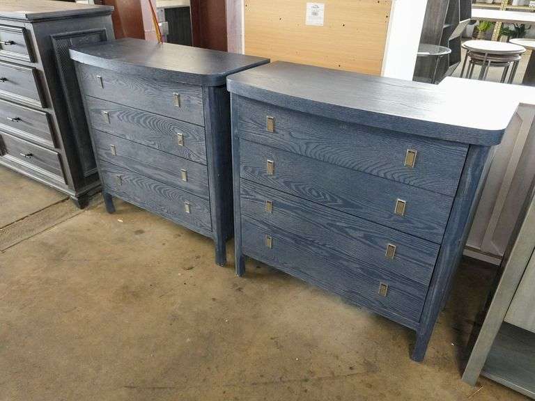 (2) Crystil 92311 Blue Wood Dressers With Three Drawers, 36” x 16.5”