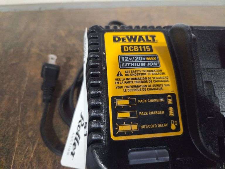 DeWalt DCB115 Charger With 20V Lithium Ion Batteries (3), 2Ah and 5Ah - Roller Auctions