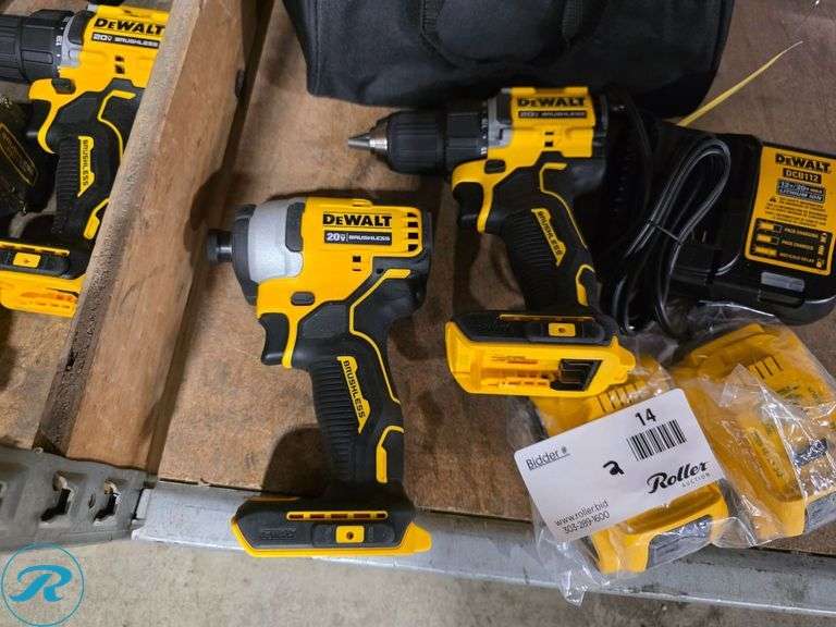 DeWalt DCD794 Cordless Drill Driver, DCF809 Cordless Impact Driver, 20V, (2) Batteries and Bag - Roller Auctions