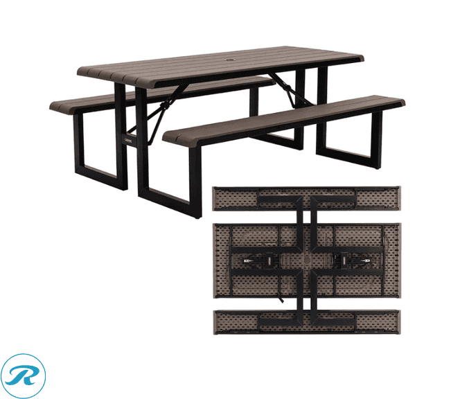 Lifetime: Commercial 6 ft Folding Picnic Table with Bench Seating-  New/ Open Box - Roller Auctions